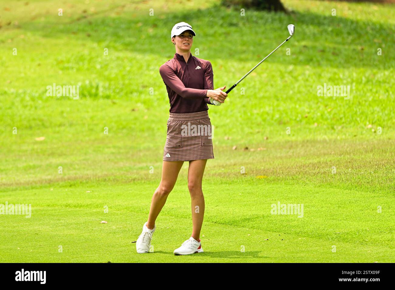 Esther Henseleit of Germany hits from a fairway 18th during the first