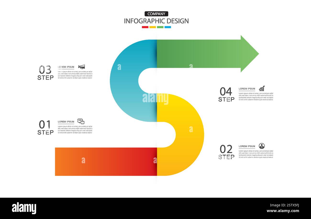 Infographics arrow symbol timeline business steps to success Stock ...