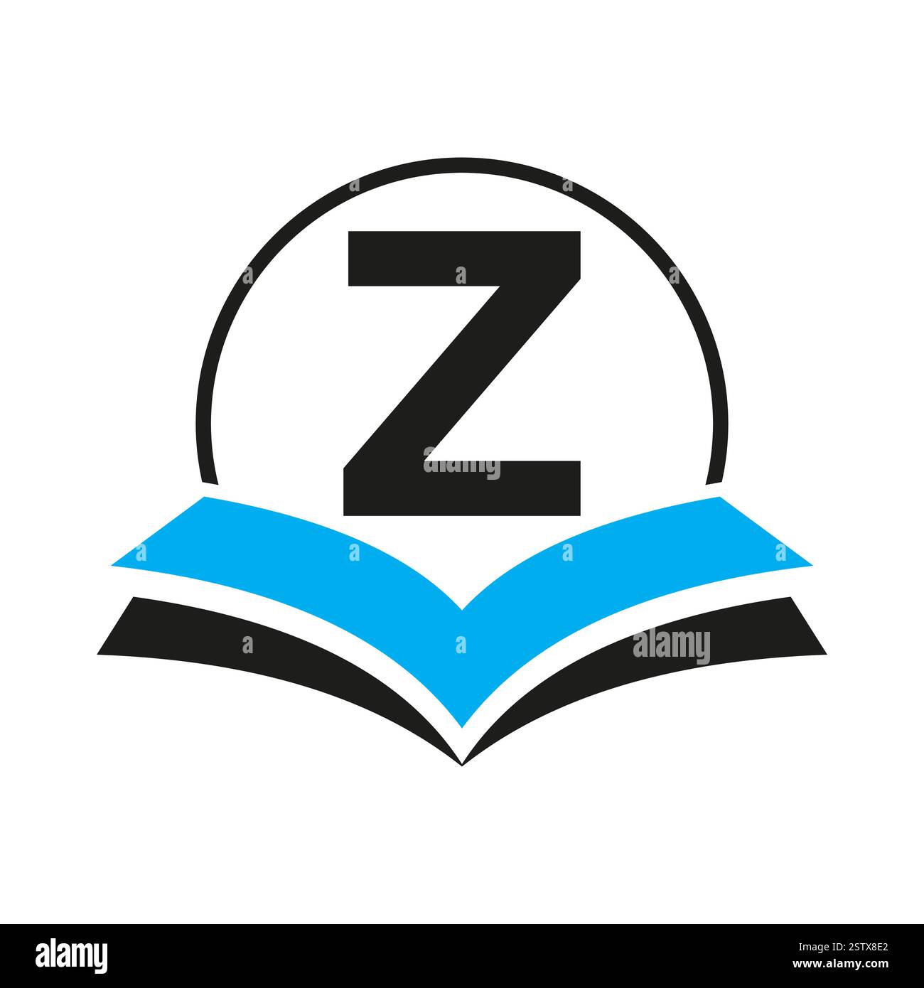 Education Logo On Letter Z With Book Symbol For Academy and Graduation ...