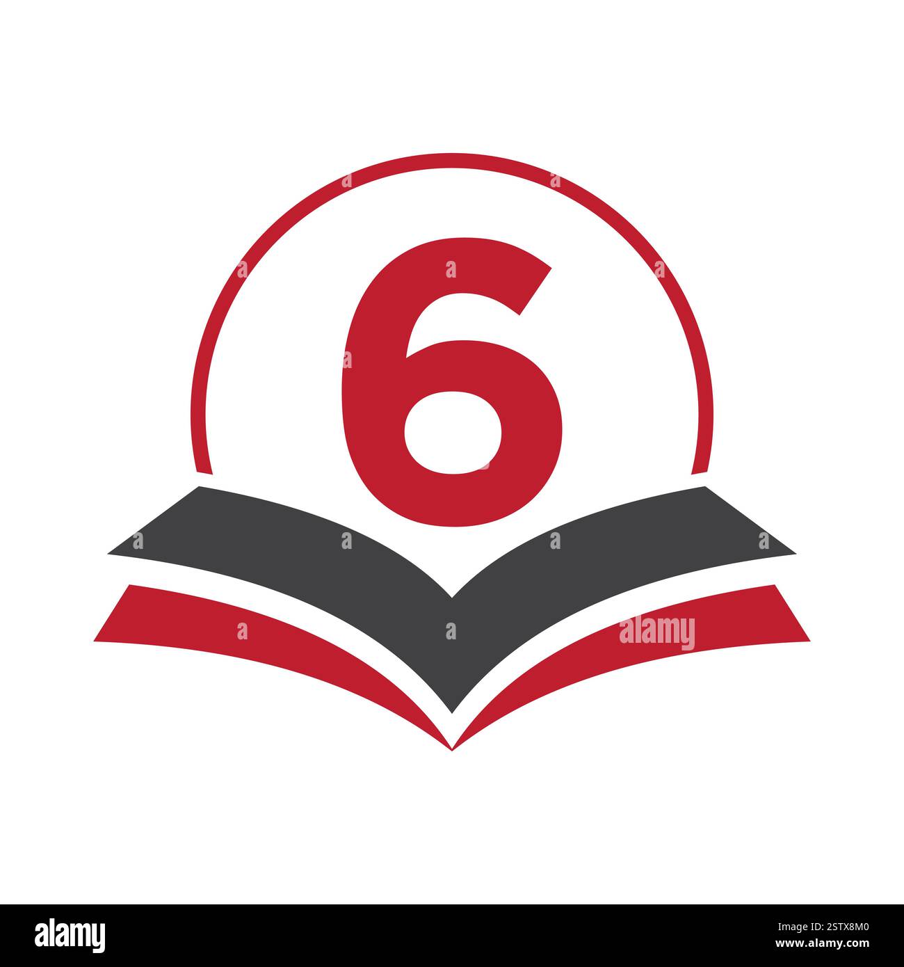 Education Logo On Letter 6 With Book Symbol For Academy and Graduation ...