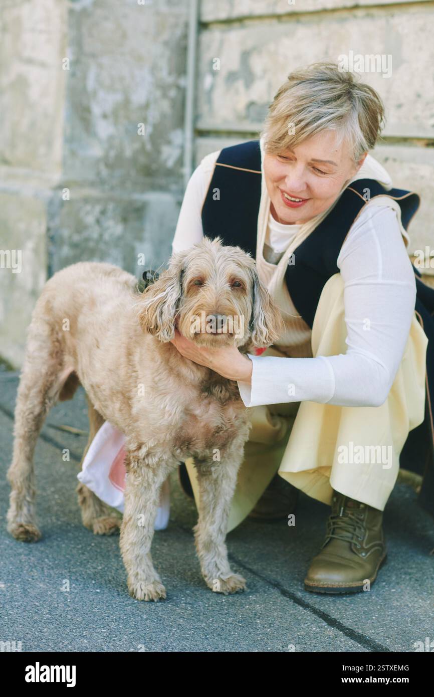 Happy old lady dog hi-res stock photography and images - Alamy