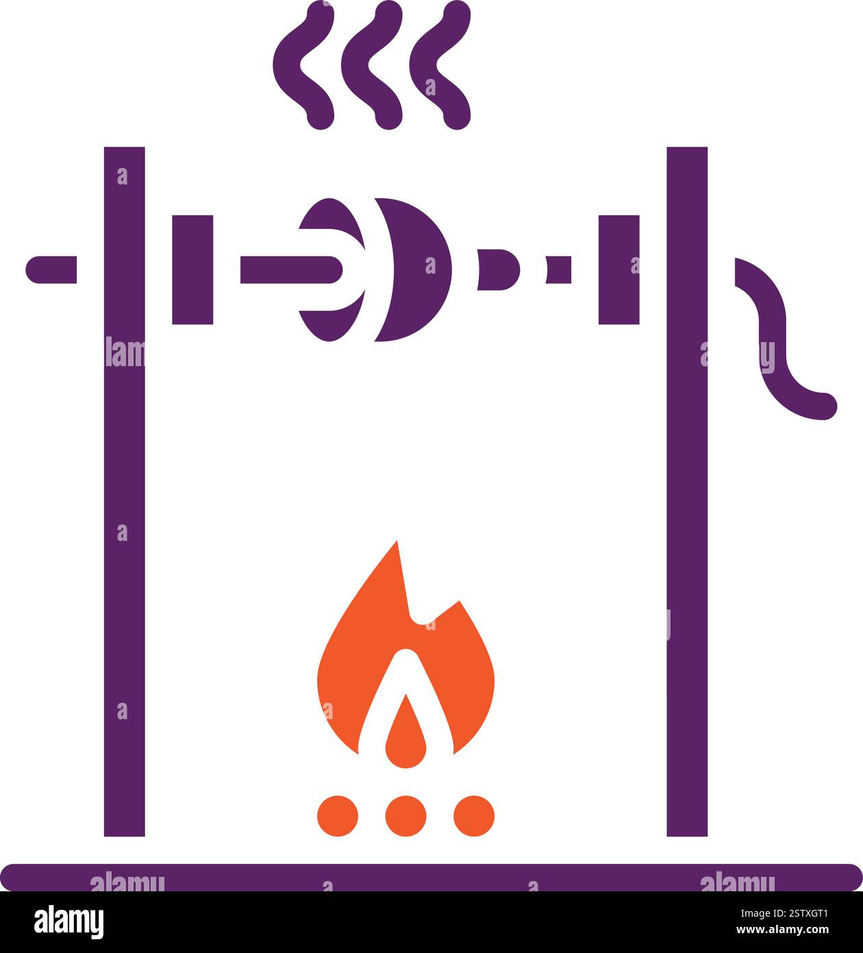 Medieval fire roasting Vector Icon Design Illustration Stock Vector