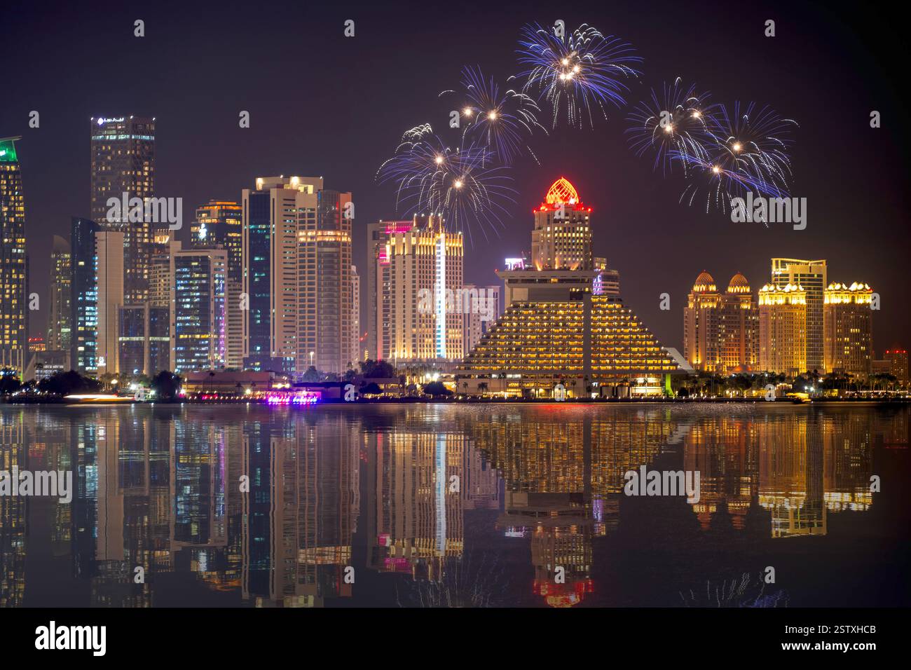 Fireworks at Qatar international Food festival 2025. QIFF 2025 Stock ...