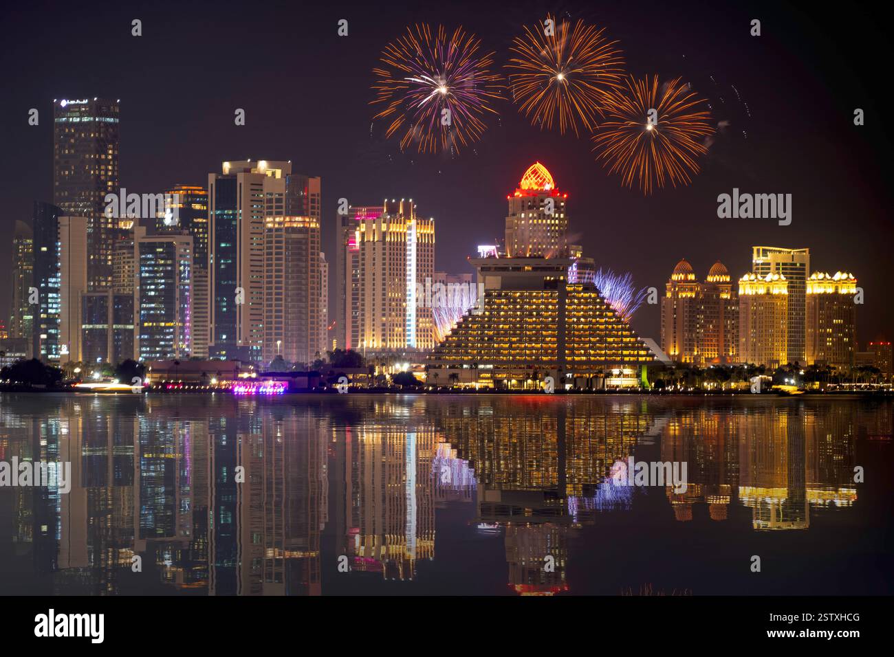 Fireworks at Qatar international Food festival 2025. QIFF 2025 Stock ...