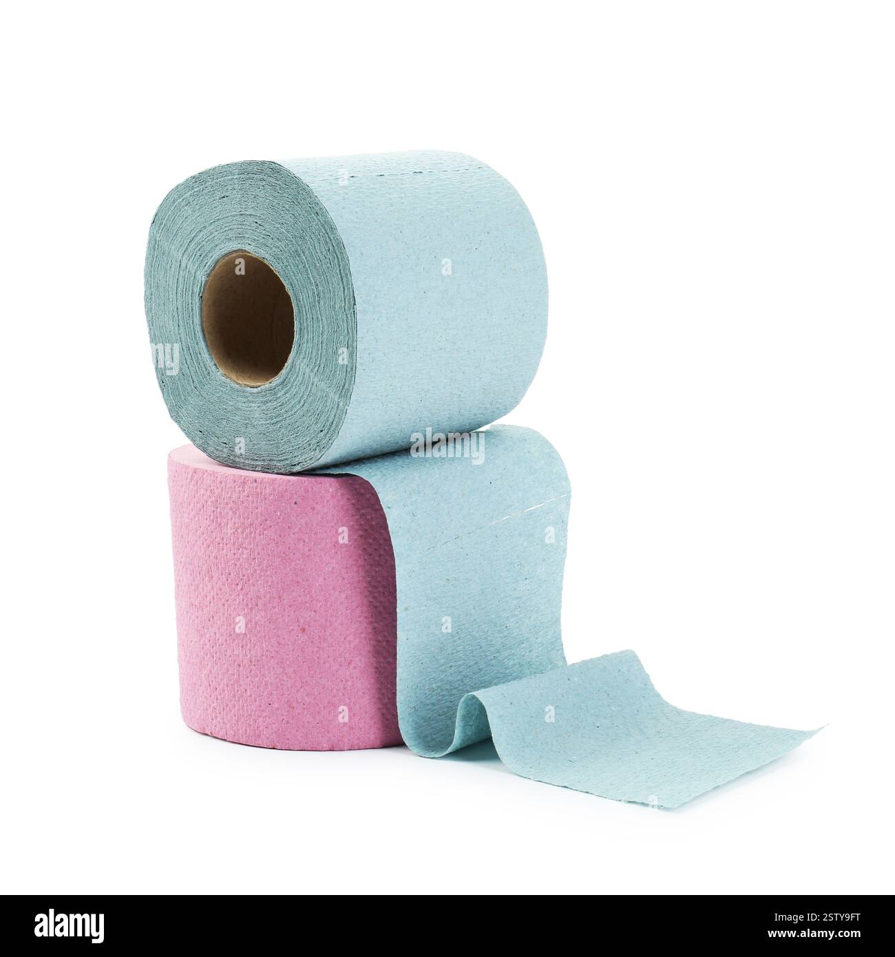 Colorful toilet paper rolls isolated on white Stock Photo Alamy