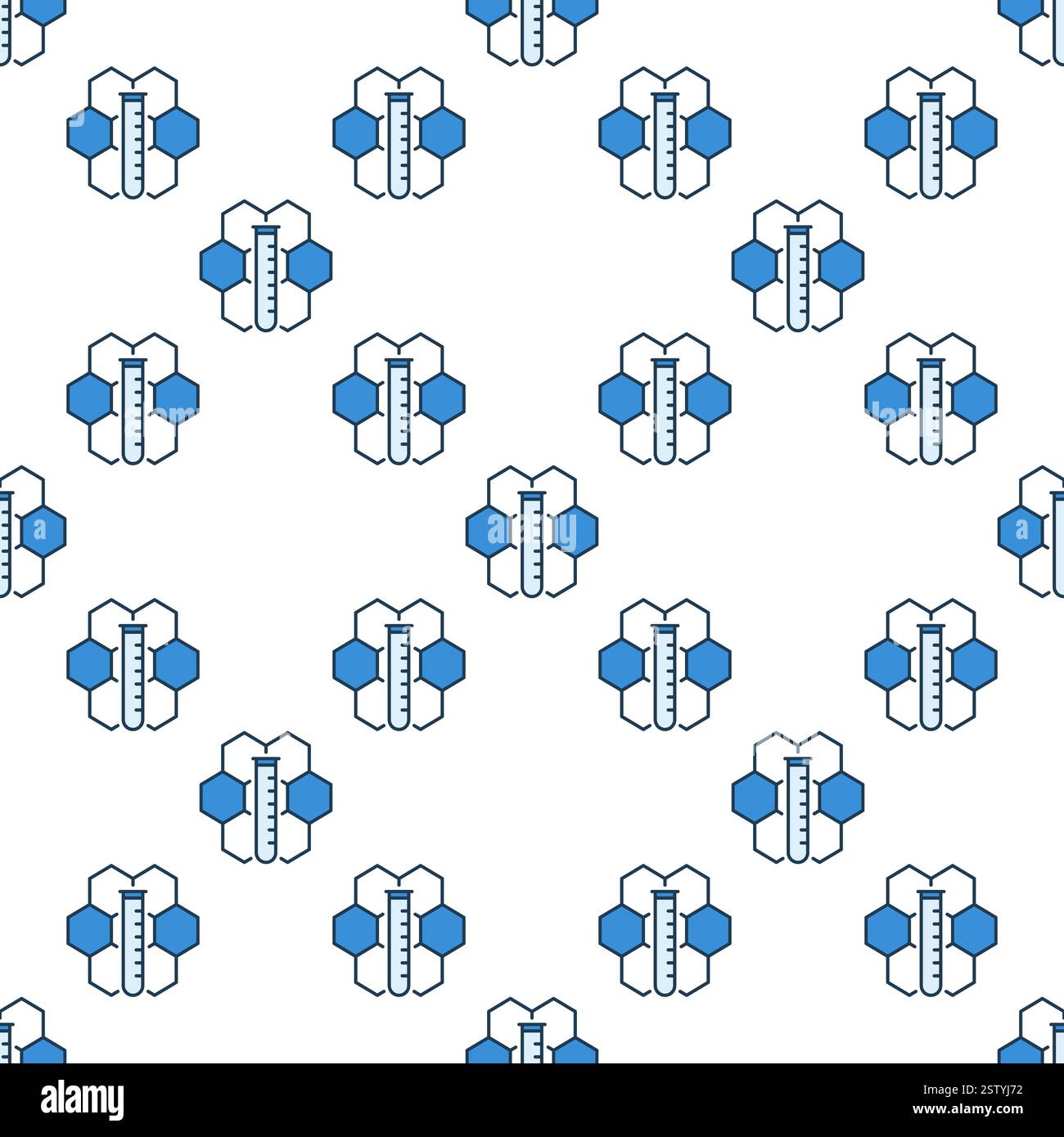 Hexagonal Chemical Formula and Test-Tube vector concept blue seamless ...