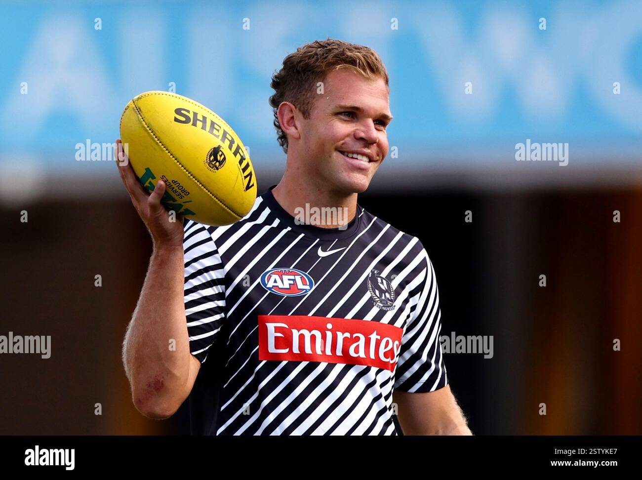 Gold Coast, Australia. 20th Feb, 2025. Collingwood's Dan Houston looks ...