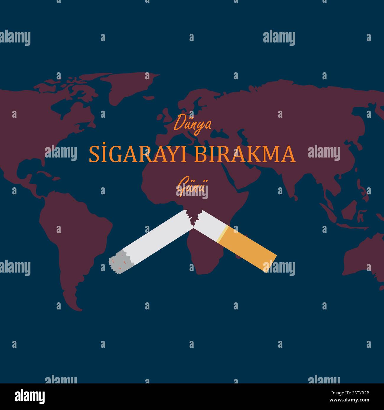9 Şubat Dünya Sigarayı Bırakma Günü. Translation: February 9 Stop Smoking Day. Stock Vector