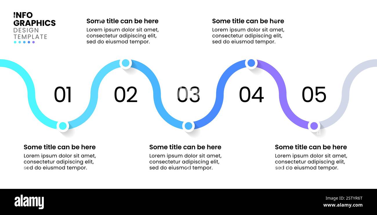 Infographic template with 5 options or steps. Zigzag line. Can be used ...