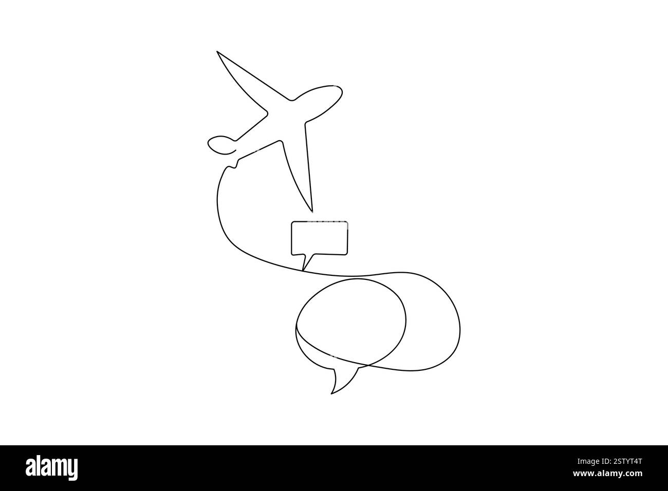 Speech bubble one line drawing of minimalist vector icon with black and ...