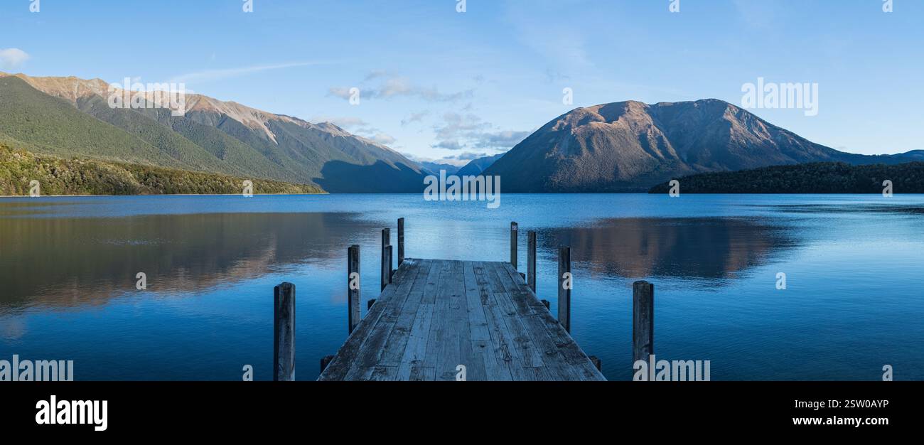 Lake Rotoiti Lake Rotoiti and the Southern Alps as seen from the pier in Nelson ...