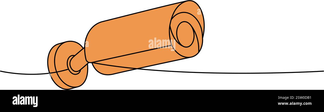 CCTV camera one line colored continuous drawing. Video surveillance. Vector illustration Stock Vector