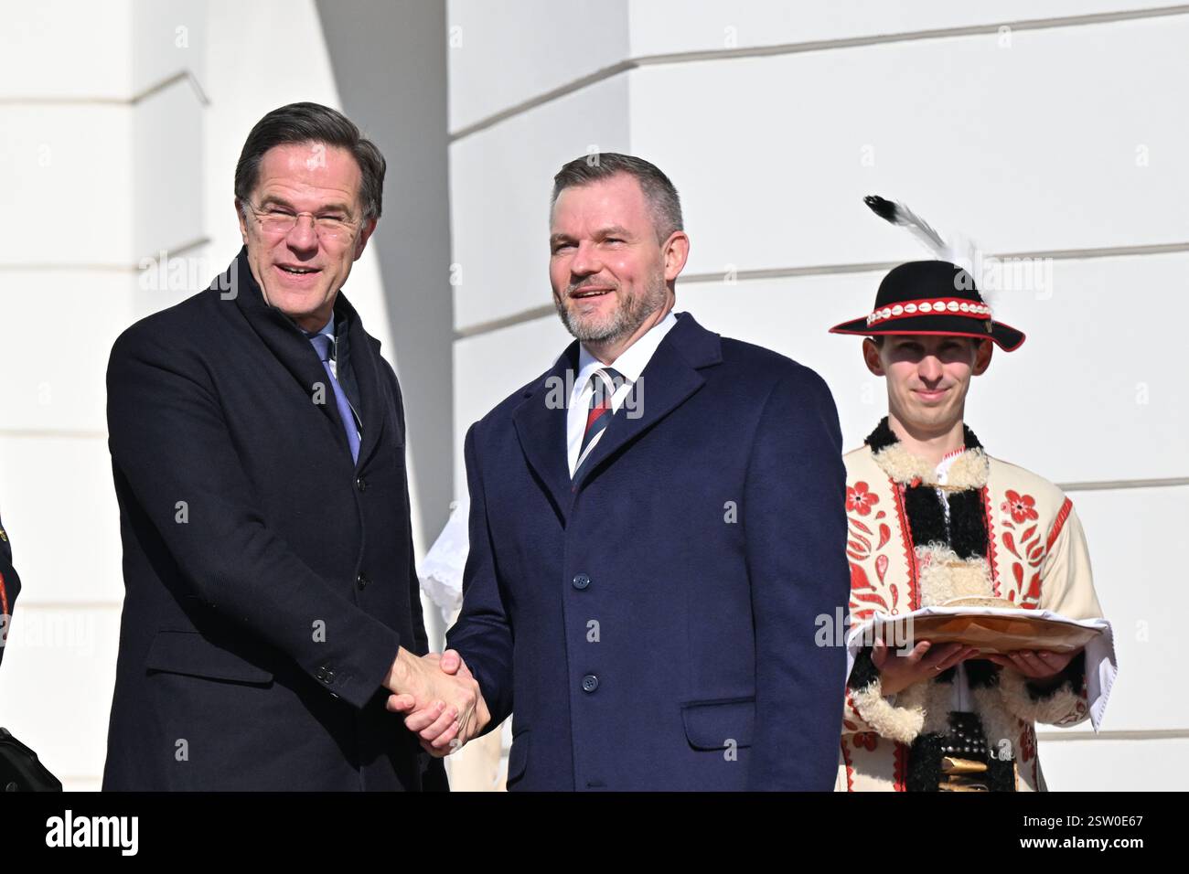 NATO Secretary General Mark Rutte, left, and Slovak President Peter