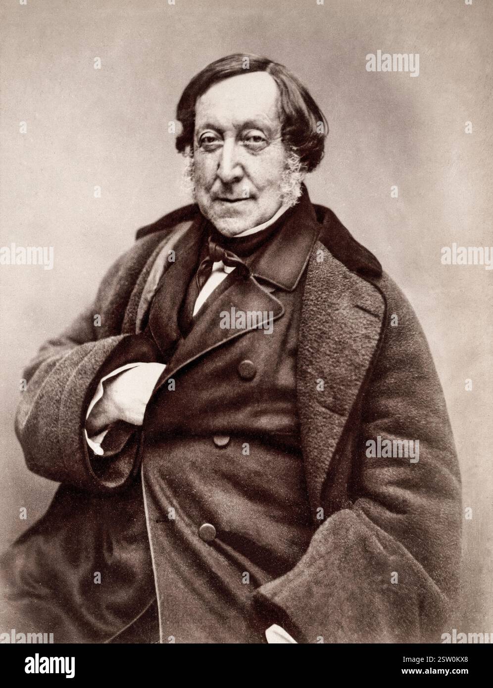 Gioachino Rossini. Portrait photograph of the Italian composer Gioachino Antonio Rossini (1792-1868) by Atelier Nadar, 1855-1900 Stock Photo