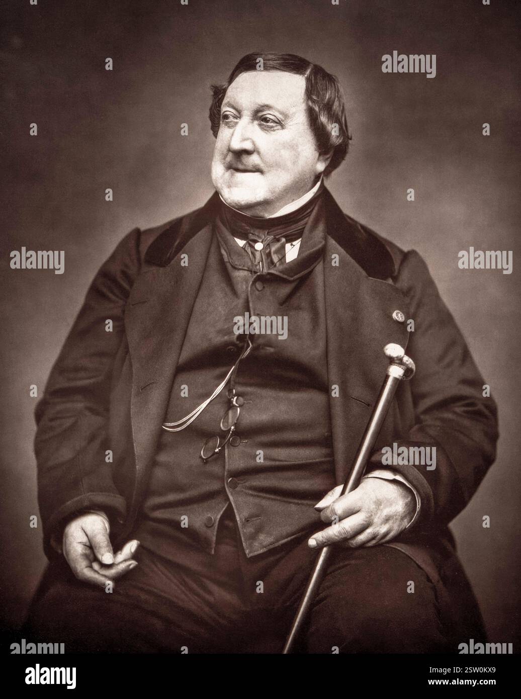 Gioachino Rossini. Portrait photograph of the Italian composer Gioachino Antonio Rossini (1792-1868) by Étienne Carjat, 1865 Stock Photo