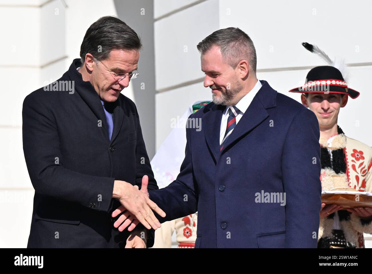 NATO Secretary General Mark Rutte, left, and Slovak President Peter