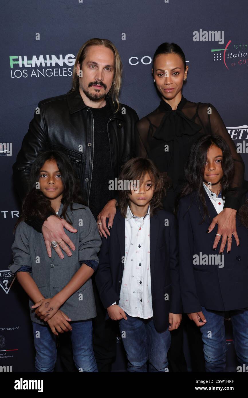 Zen Perego Los Angeles, Ca. 19th Feb, 2025. Marco Perego, Zoe Saldana, Bowie Ezio ...