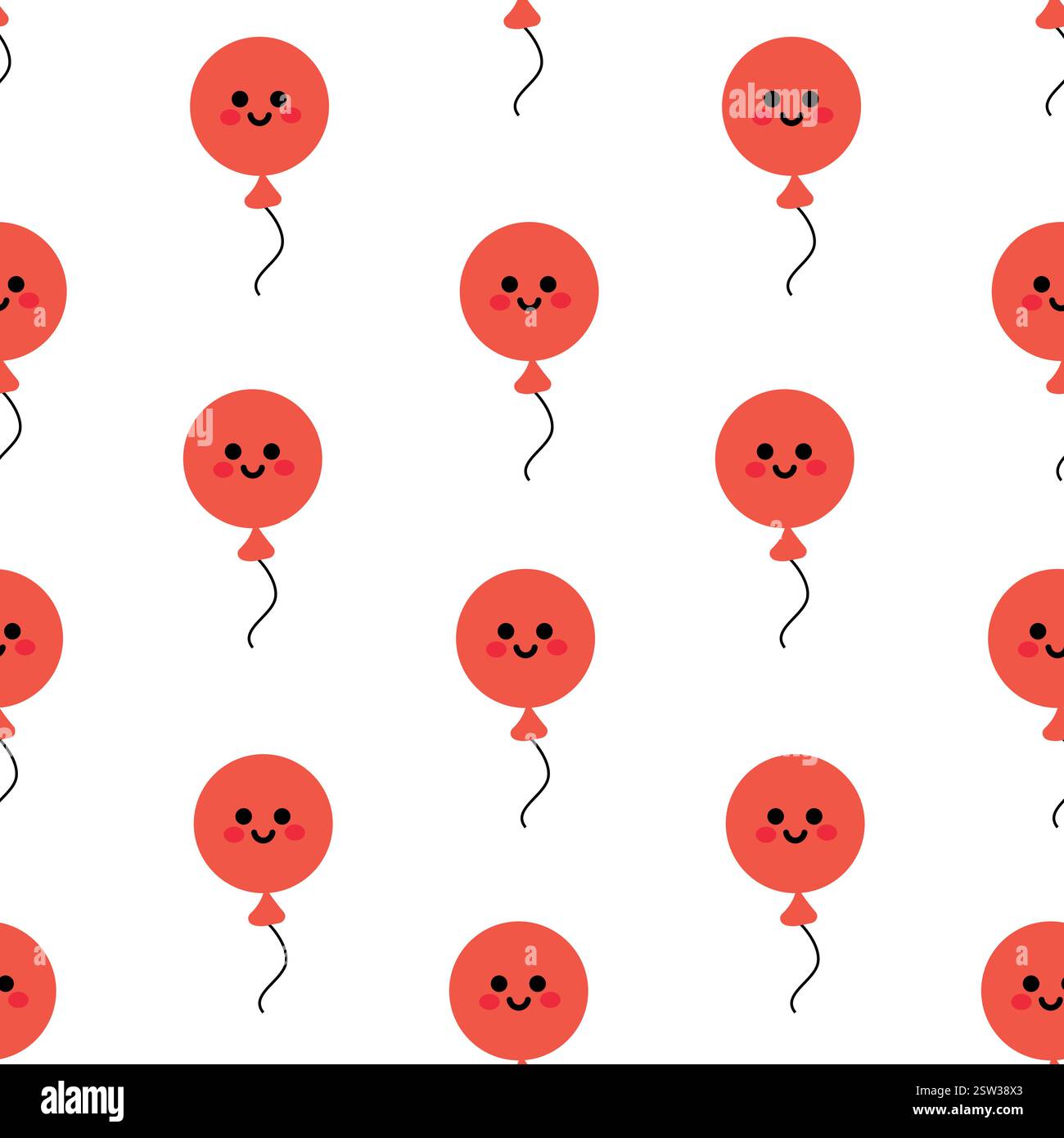Cute Smiling Orange Balloons Seamless Pattern with Happy Expressions Stock Vector
