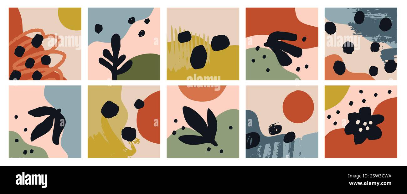 Contemporary shapes collages. Abstract spots and dots. Doodle ...