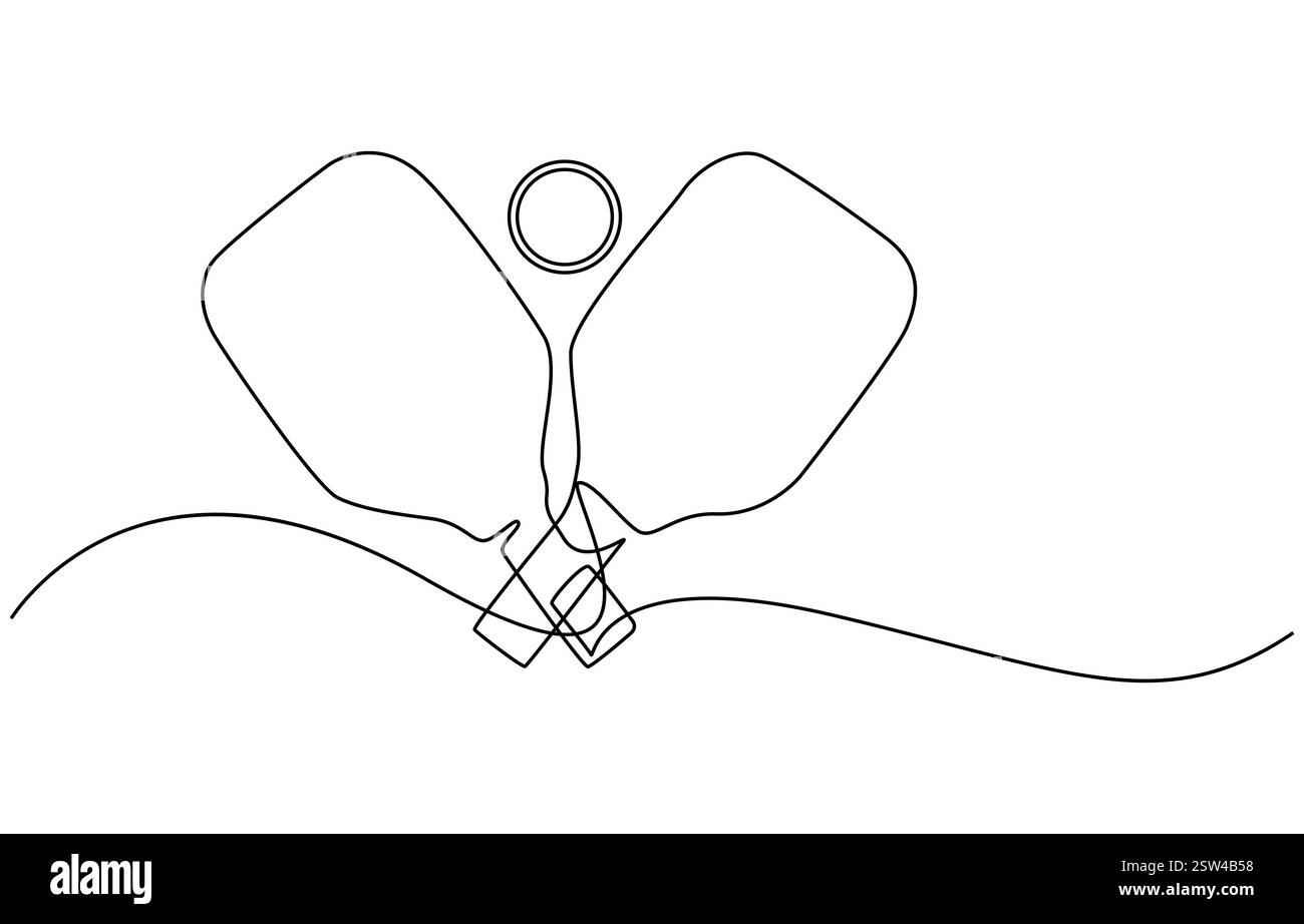 Pickleball one line art draw stock vector image art alamy