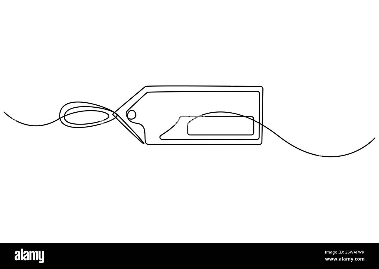 Red blank prize tag continuous one line drawing vector illustration Stock Vector