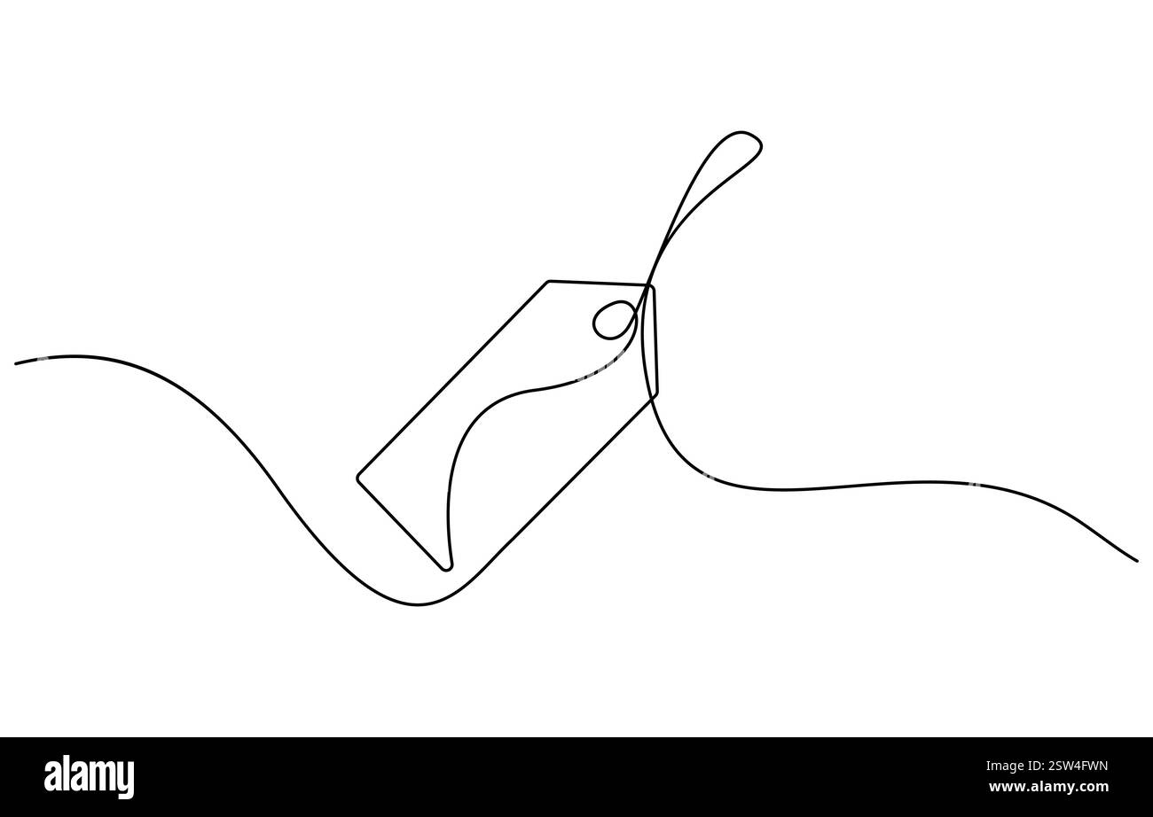 Red blank prize tag continuous one line drawing vector illustration Stock Vector