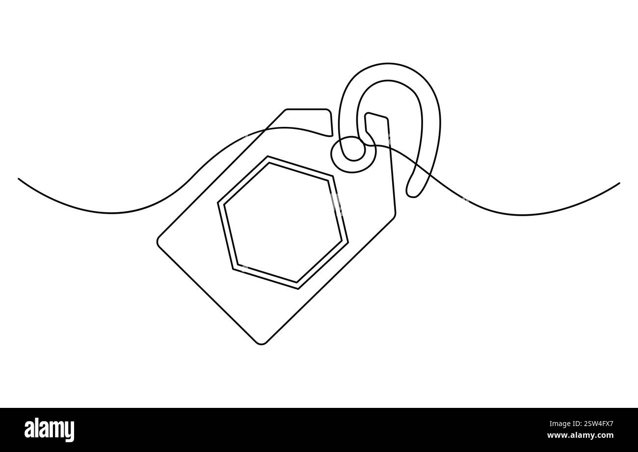 Red blank prize tag continuous one line drawing vector illustration Stock Vector