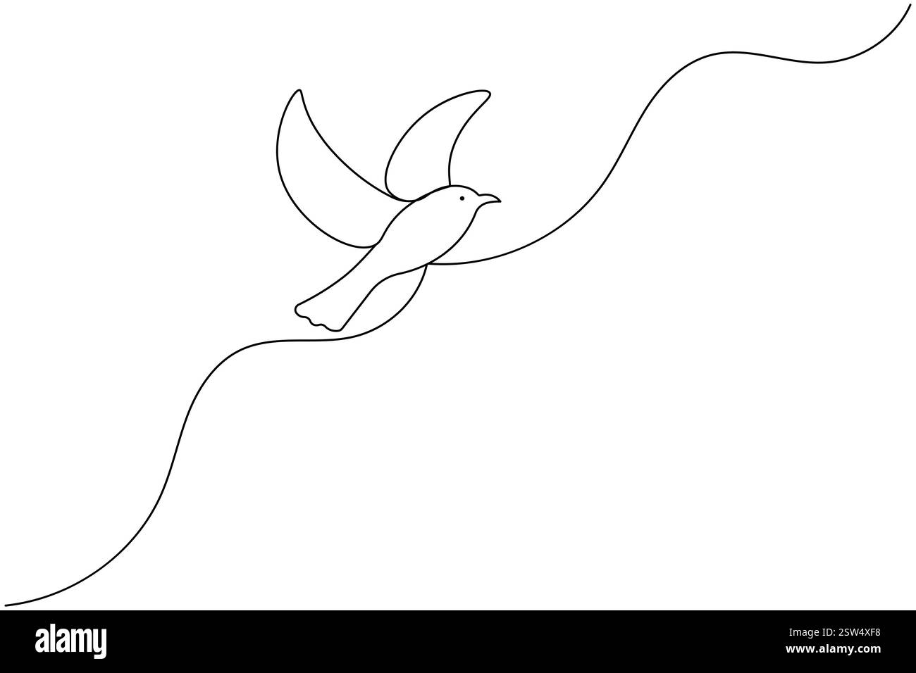 Bird continuous one line drawing and minimalist style isolate outline ...