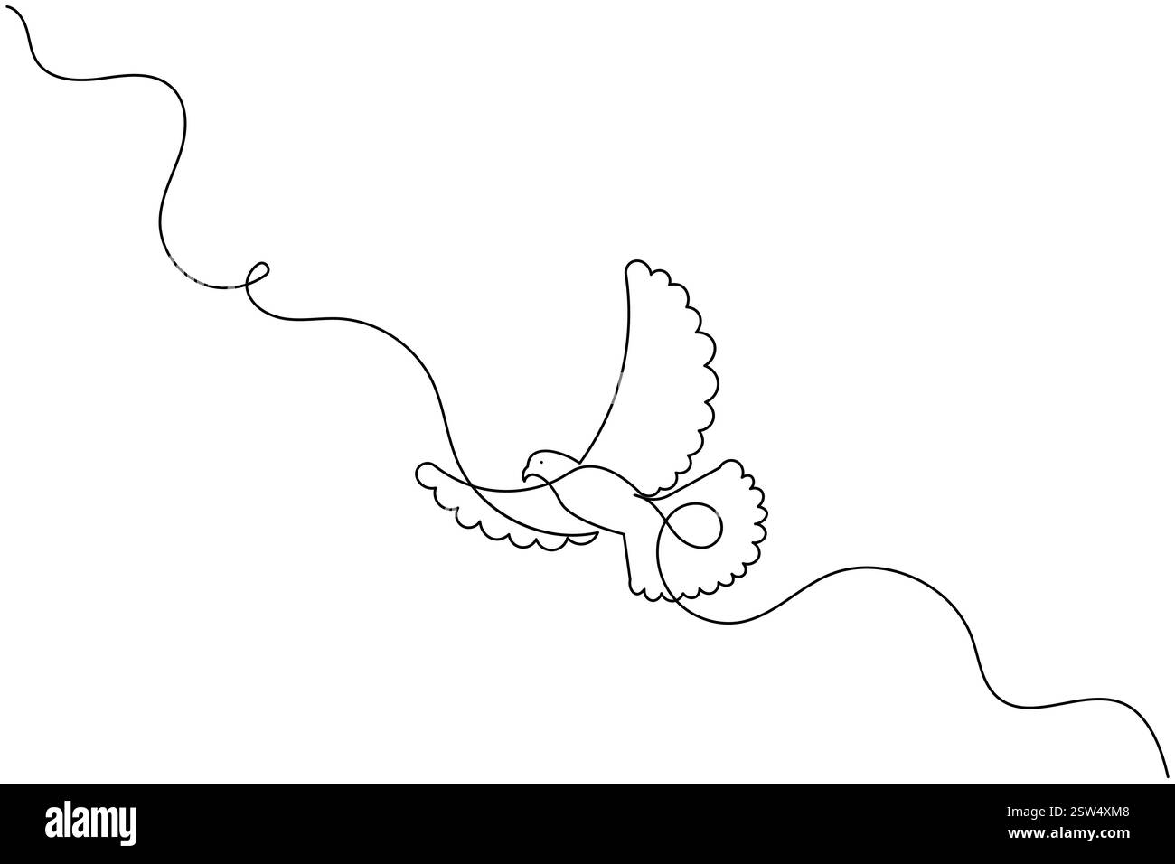 Bird continuous one line drawing and minimalist style isolate outline ...