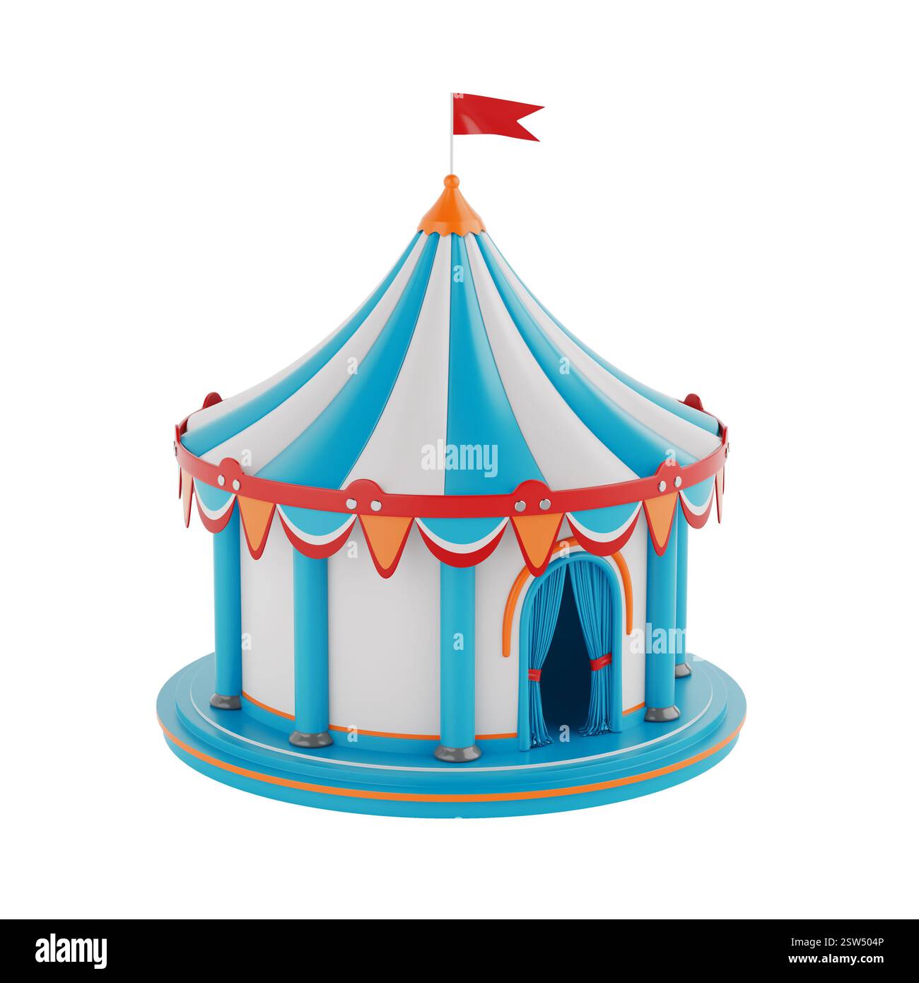Cartoon Circus Tent Shelter on a white background. 3d Rendering Stock ...