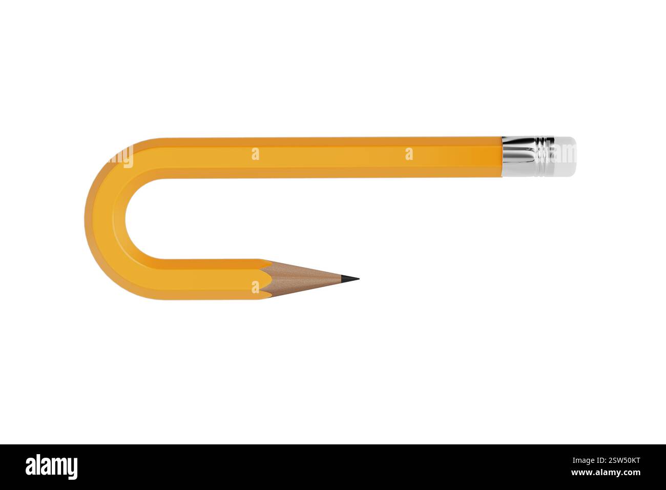 Creative Idea, and Imagination Concept. Yellow Bended Pencil on a white ...