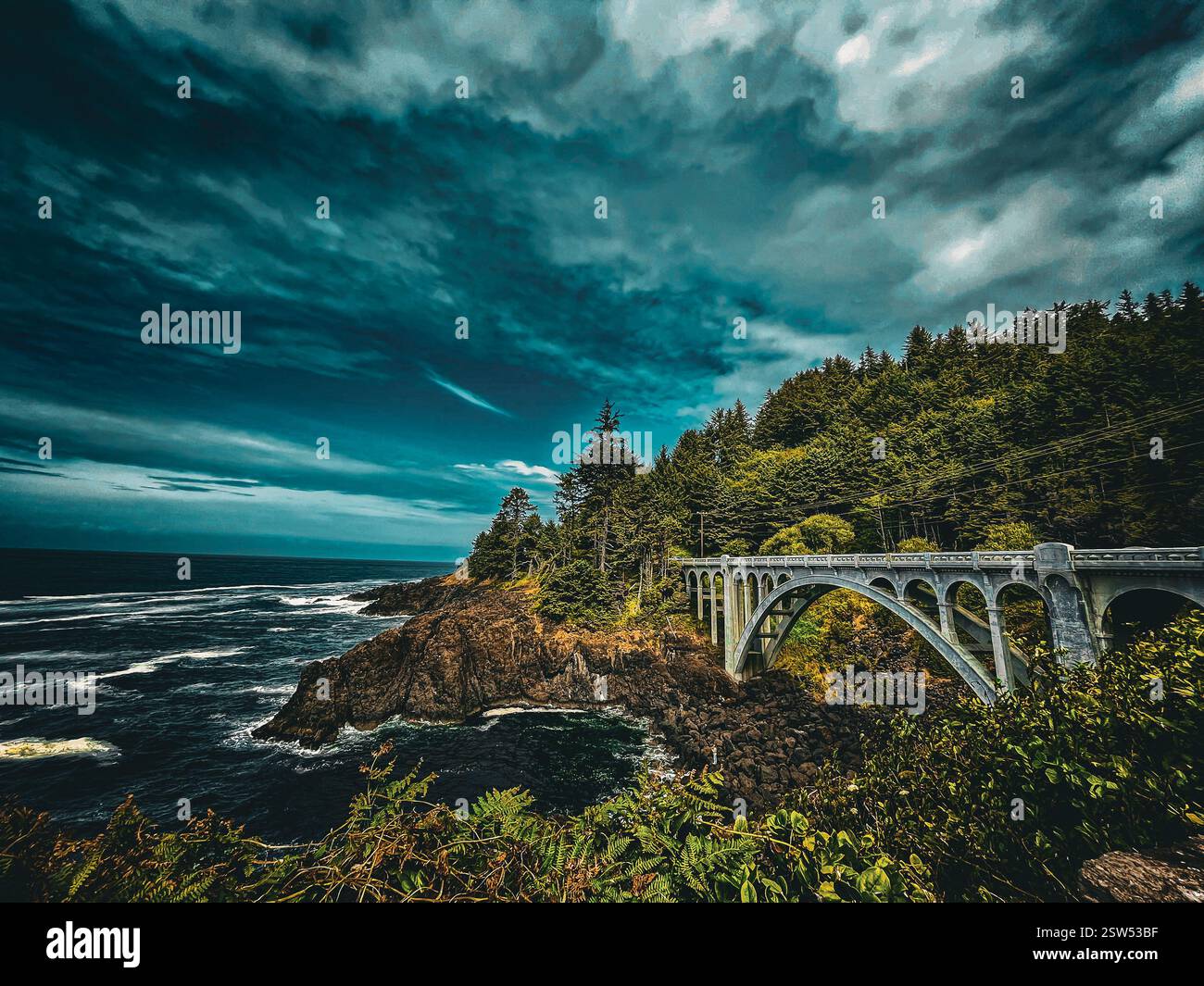 Ben Jones Bridge, Depoe Bay, Oregon - Smartphone Captured Stock Image
