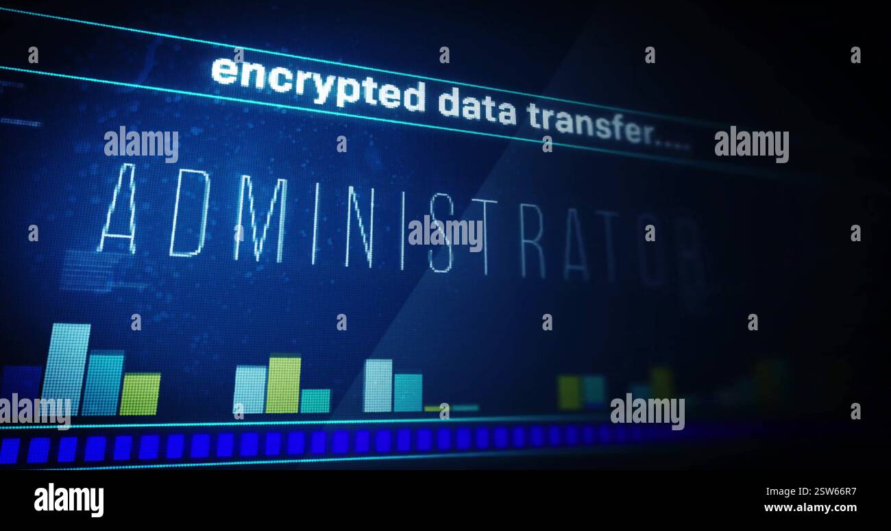 Image of text and data processing over dark background Stock Photo