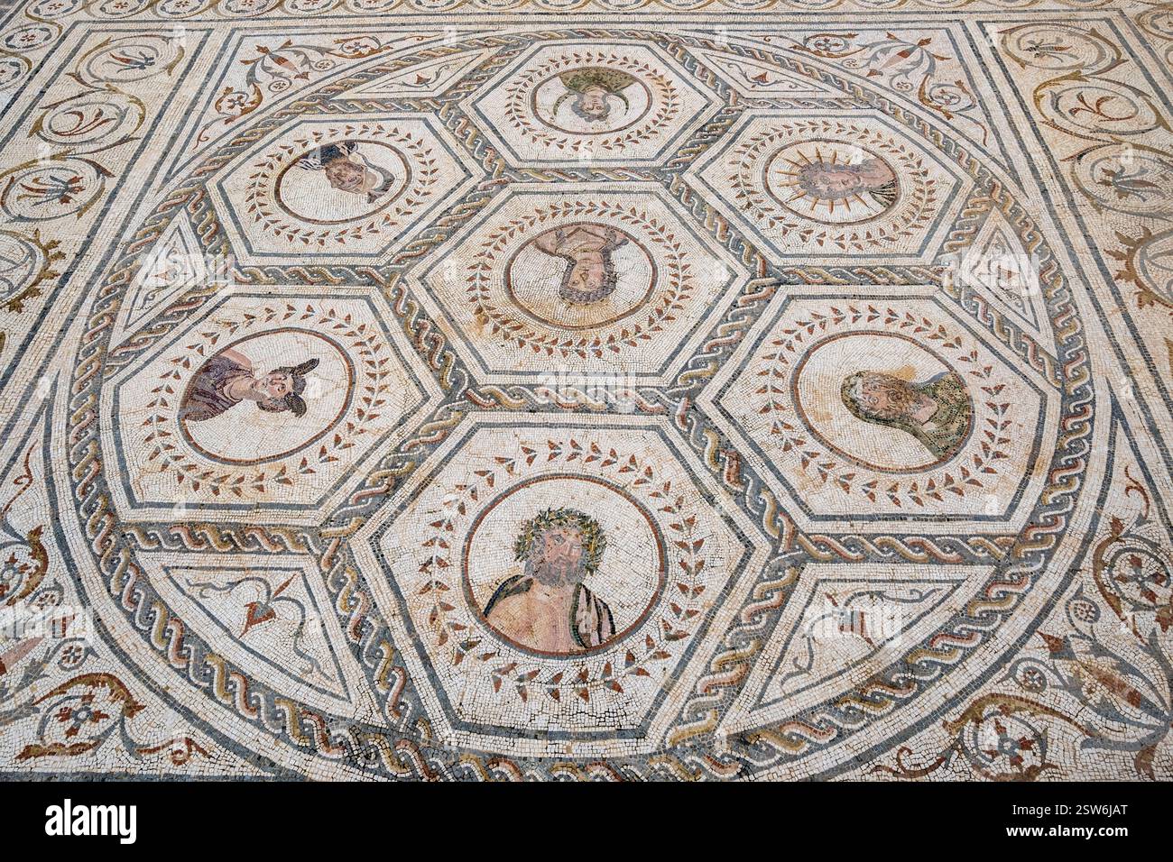 Roman mosaic with busts of the planetary deities, ca. 150 AD, House of ...