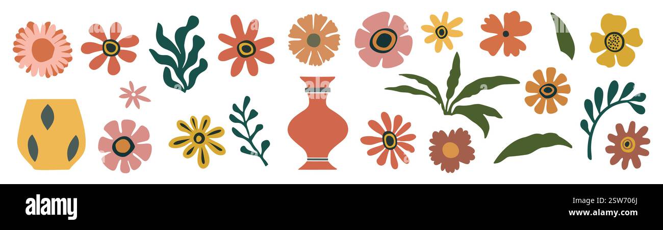 Hand drawn shapes and floral vector elements set Stock Vector Image ...