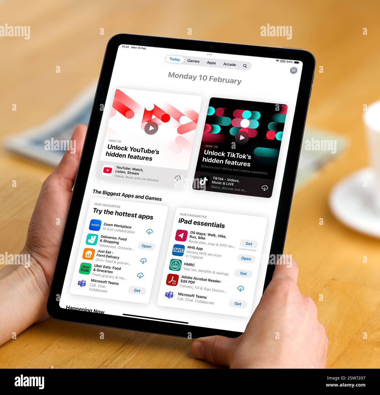 The Apple App Store app on an Apple iPad Stock Photo
