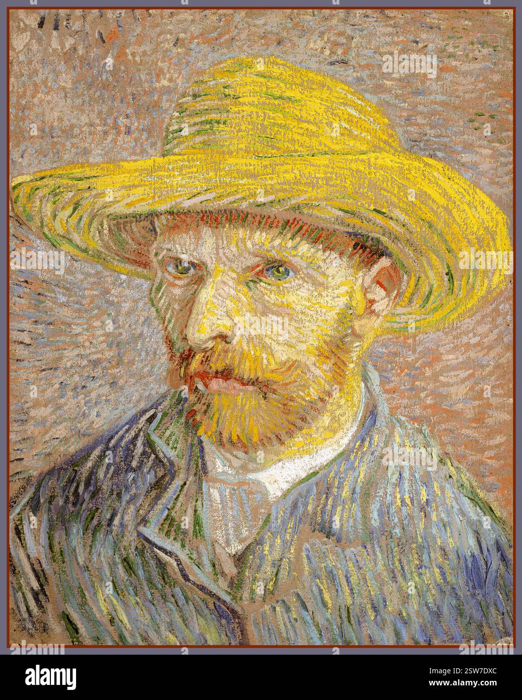 VAN GOGH Painting by Vincent van Gogh, 1887. Self-Portrait Gogh Self-Portrait with Straw Hat 1887/1888 Paris, Winter Stock Photo