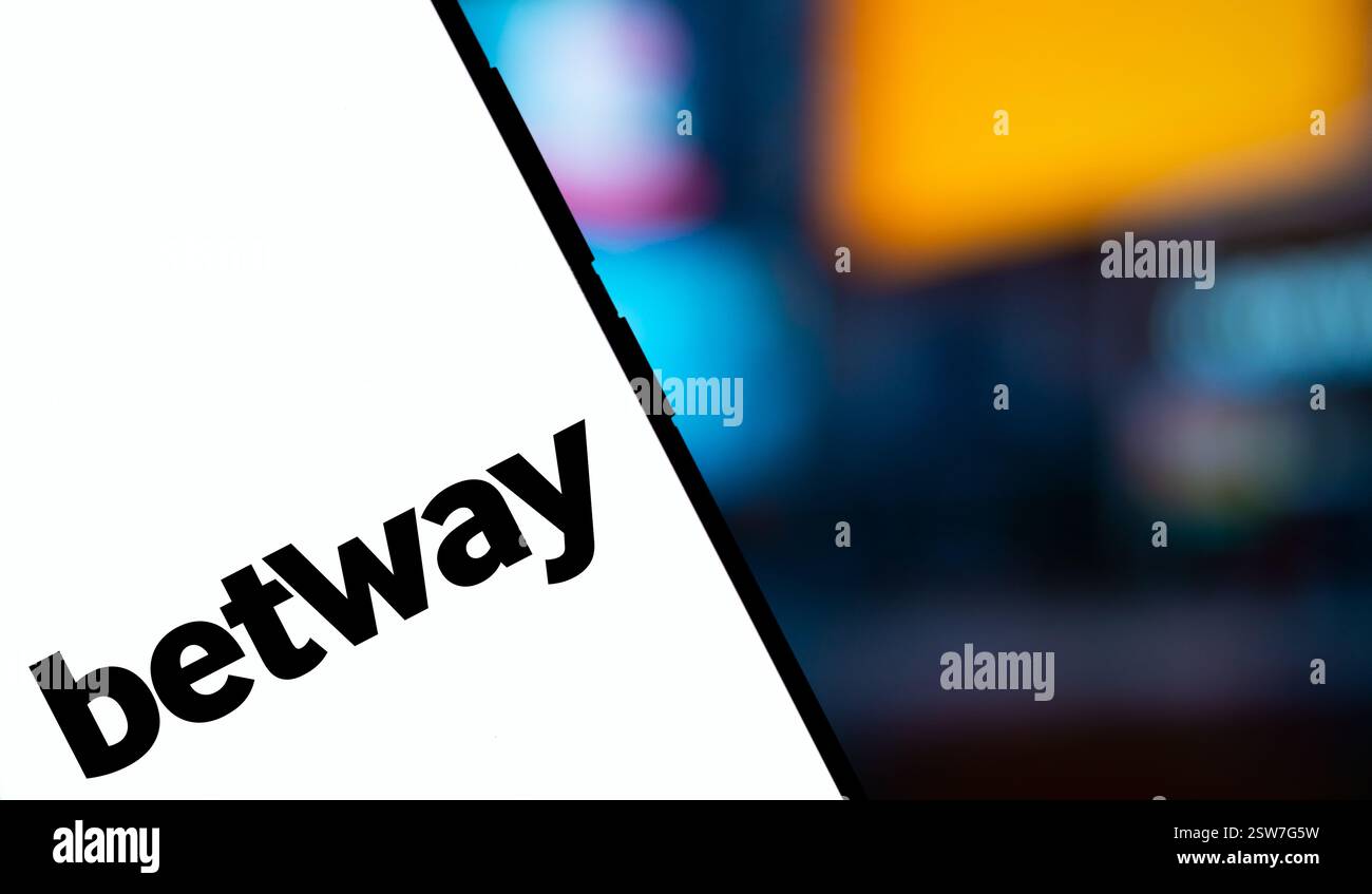 Dhaka, Bangladesh- 15 Oct 2024: Betway logo is displayed on smartphone. Stock Photo