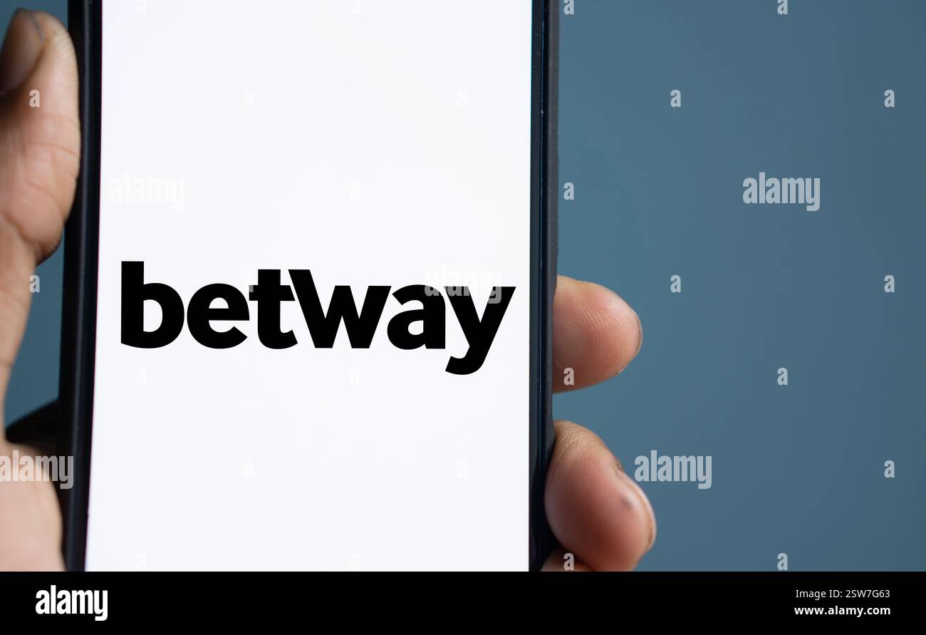 Dhaka, Bangladesh- 15 Oct 2024: Betway logo is displayed on smartphone. Stock Photo