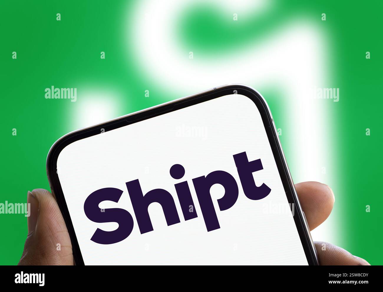 Dhaka Bangladesh 24 Oct 2024: Shipt logo is displayed on smartphone