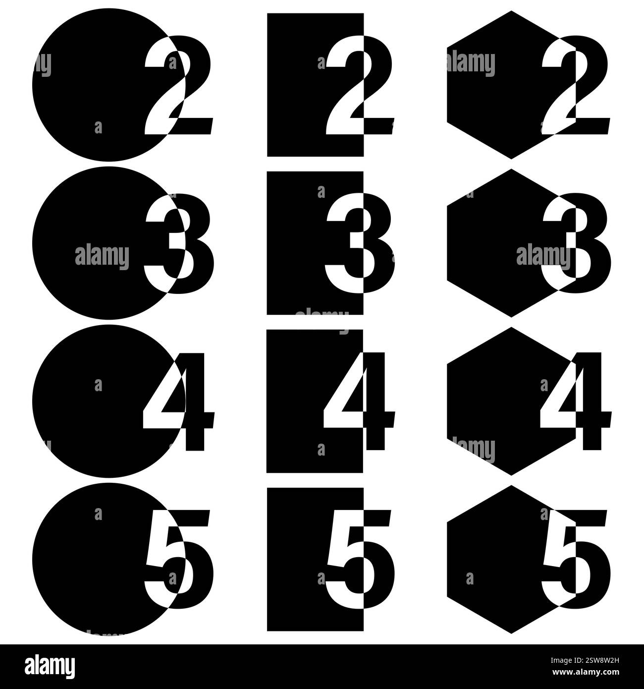 Bold number icon. Geometric shape symbol. Abstract numeric design ...