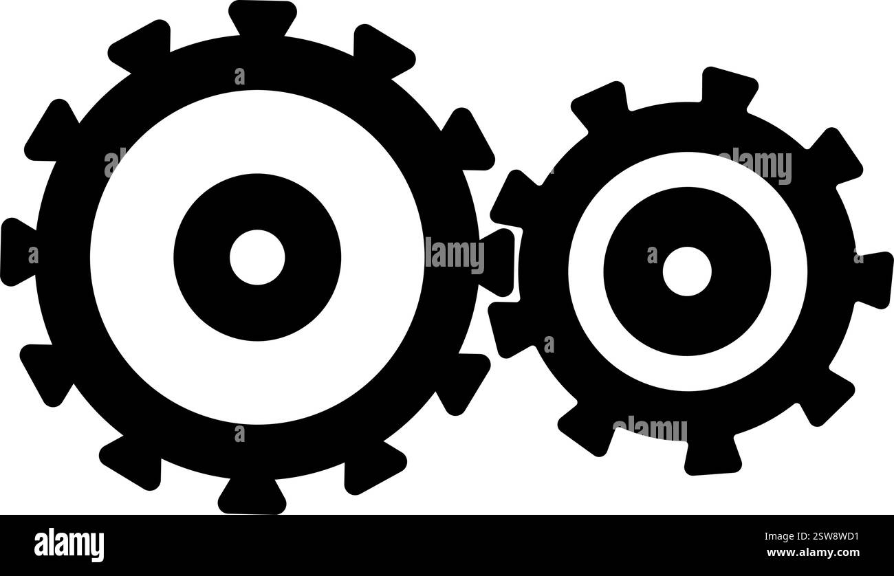 Icon symbol of Interlocking gears symbolizing teamwork vector ...