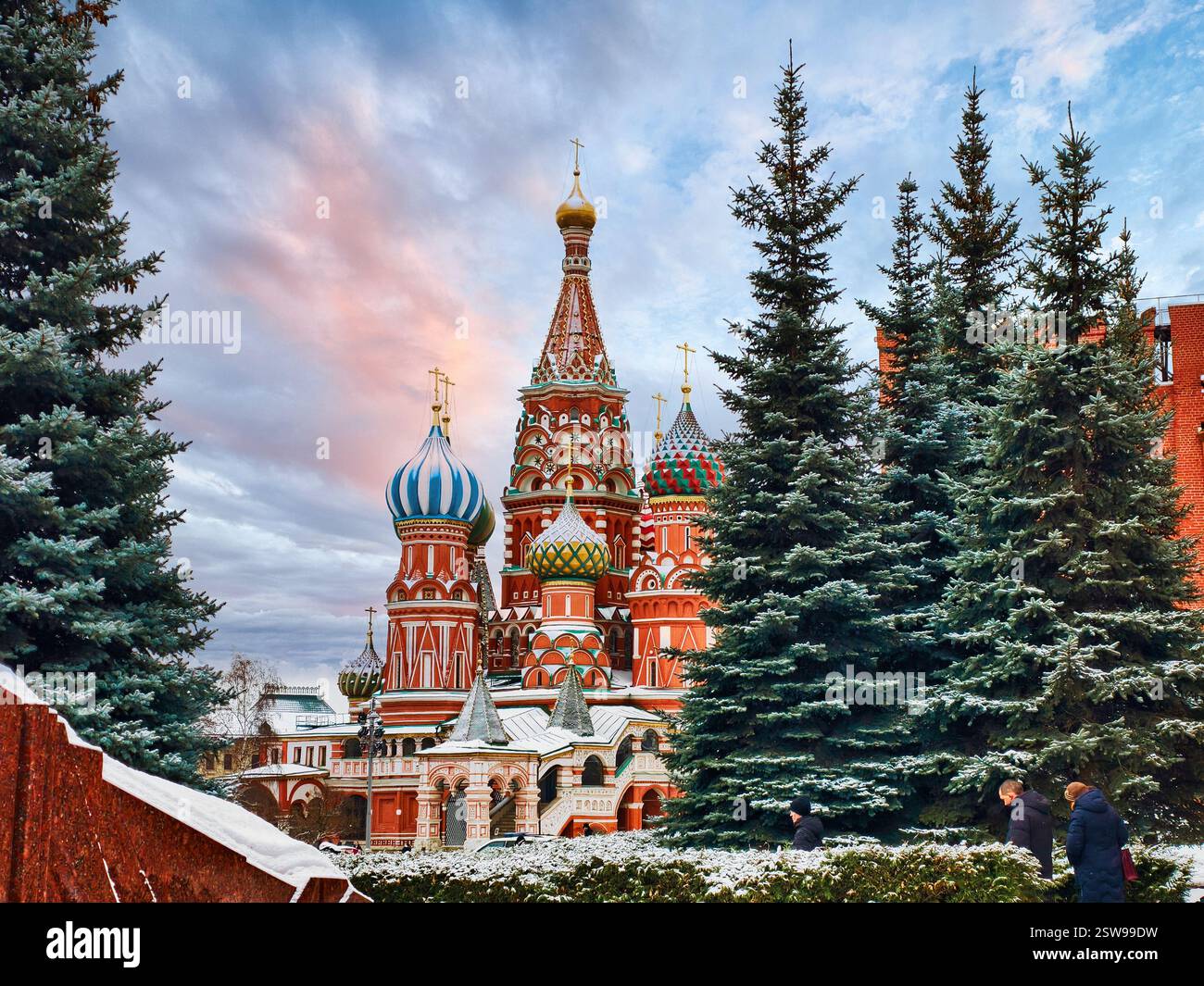 Majestic St. Basil's Cathedral stands vibrant against a winter sky in ...