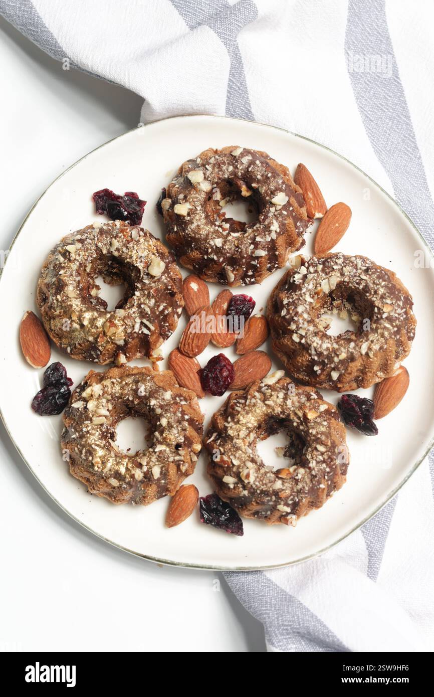 Mini Chocolate Bundt Cakes Stock Photo