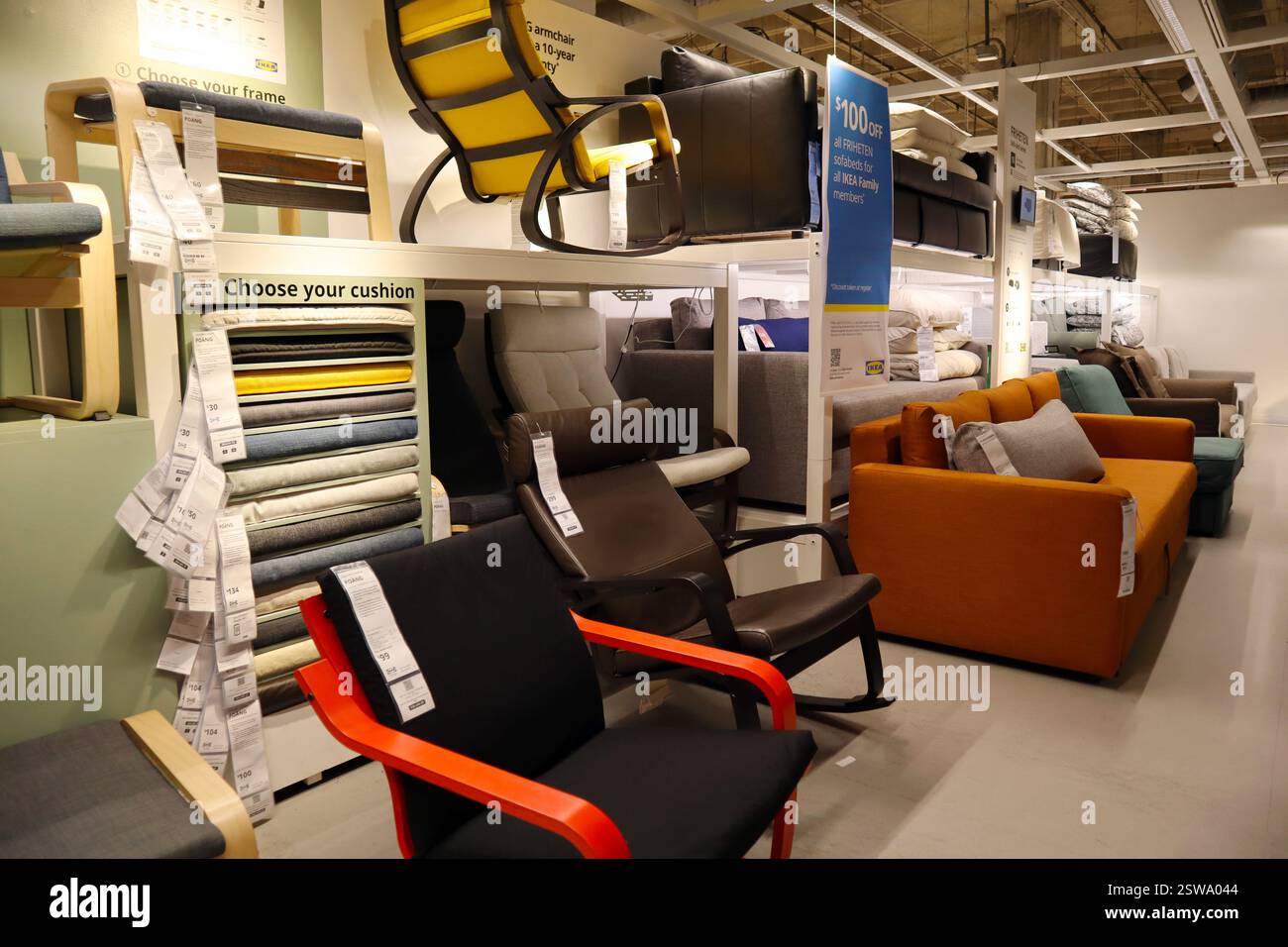 Interior view of IKEA store, the world’s largest furniture retailer, selling ready-to-assemble ...