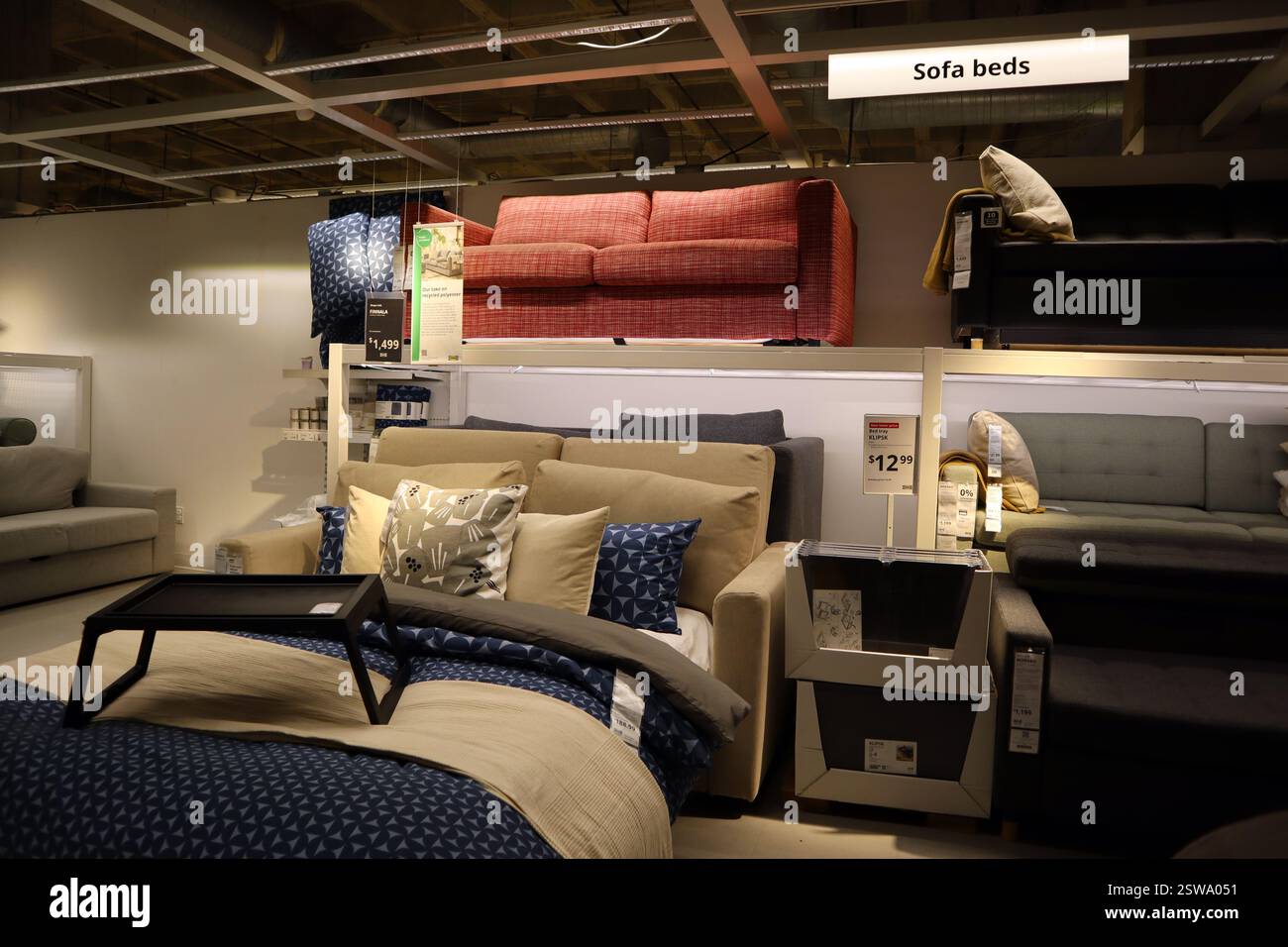 Interior view of IKEA store, the world’s largest furniture retailer, selling ready-to-assemble ...