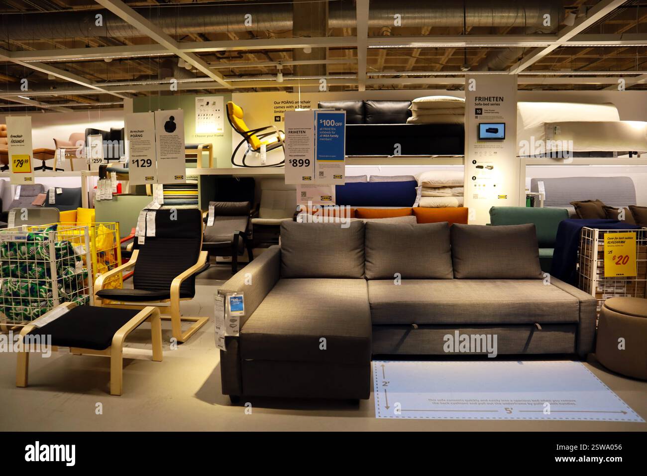 Interior view of IKEA store, the world’s largest furniture retailer, selling ready-to-assemble ...