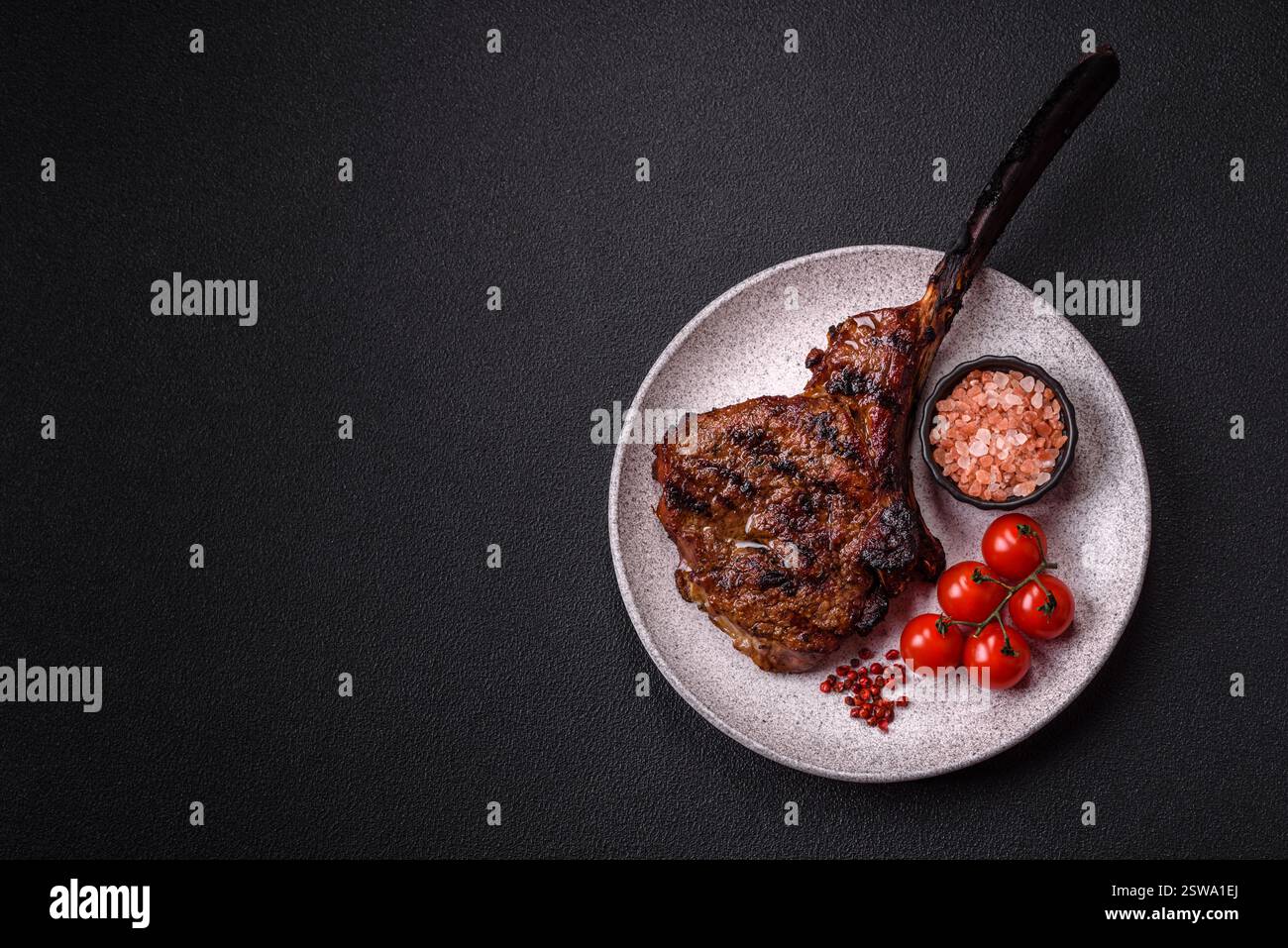 Grilled wagyu beef tomahawk steak with salt, spices and herbs Stock ... - Wagyu Steak Grilled With Herbs