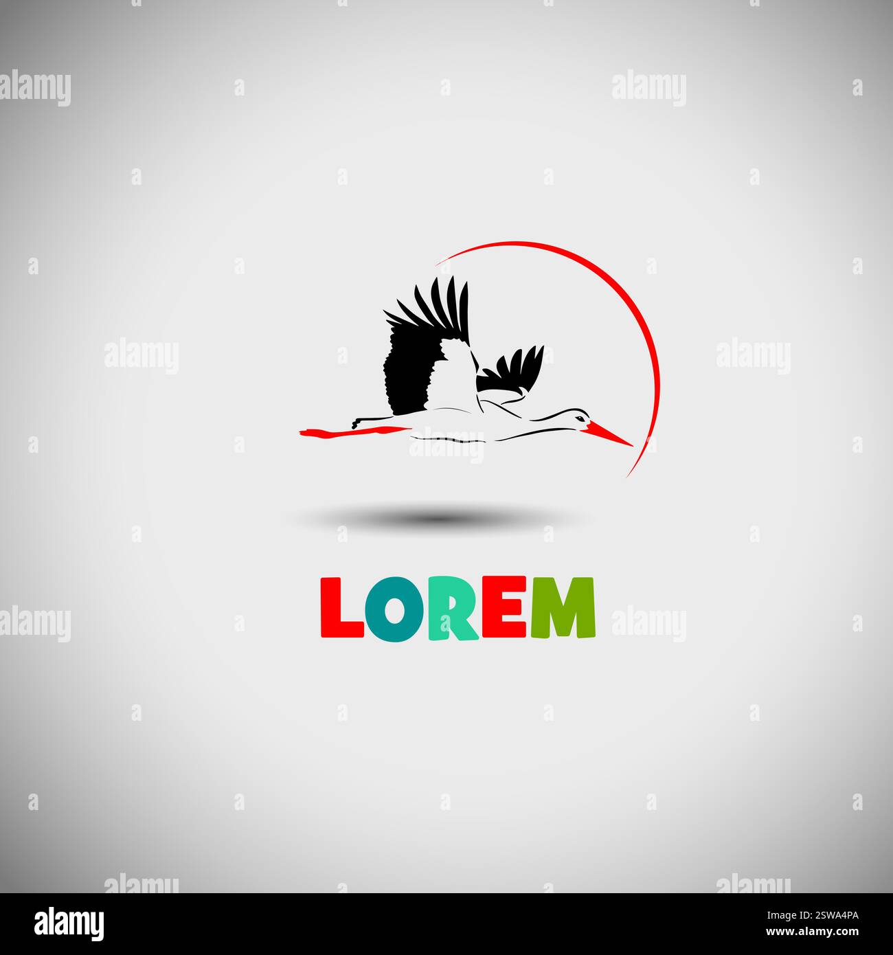 Stork logo. hand drawn. Not AI, Vector illustration Stock Vector