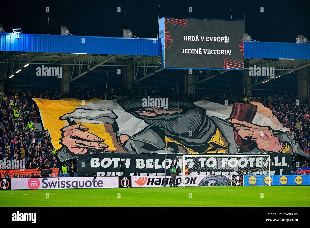 Pilsen, Czech Republic. 20th Feb, 2025. FC Viktoria Plzen fans choreo ...